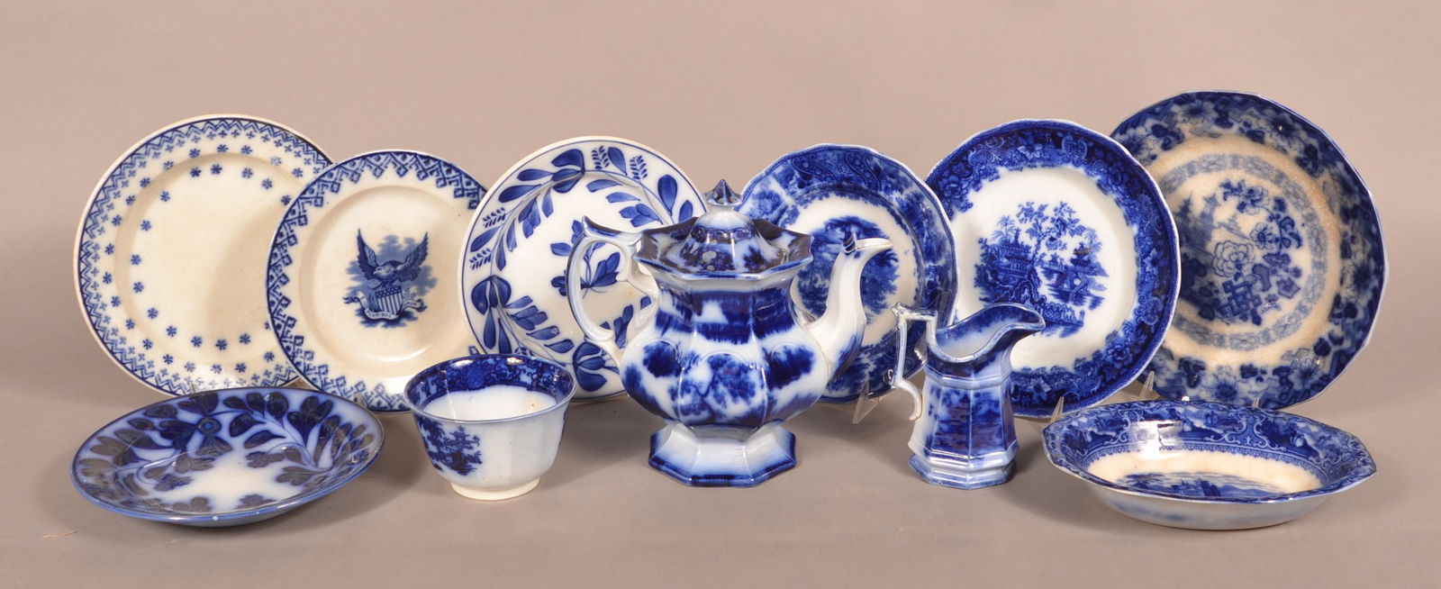 Lot of Various Antique Flow Blue China. (1 of 3)