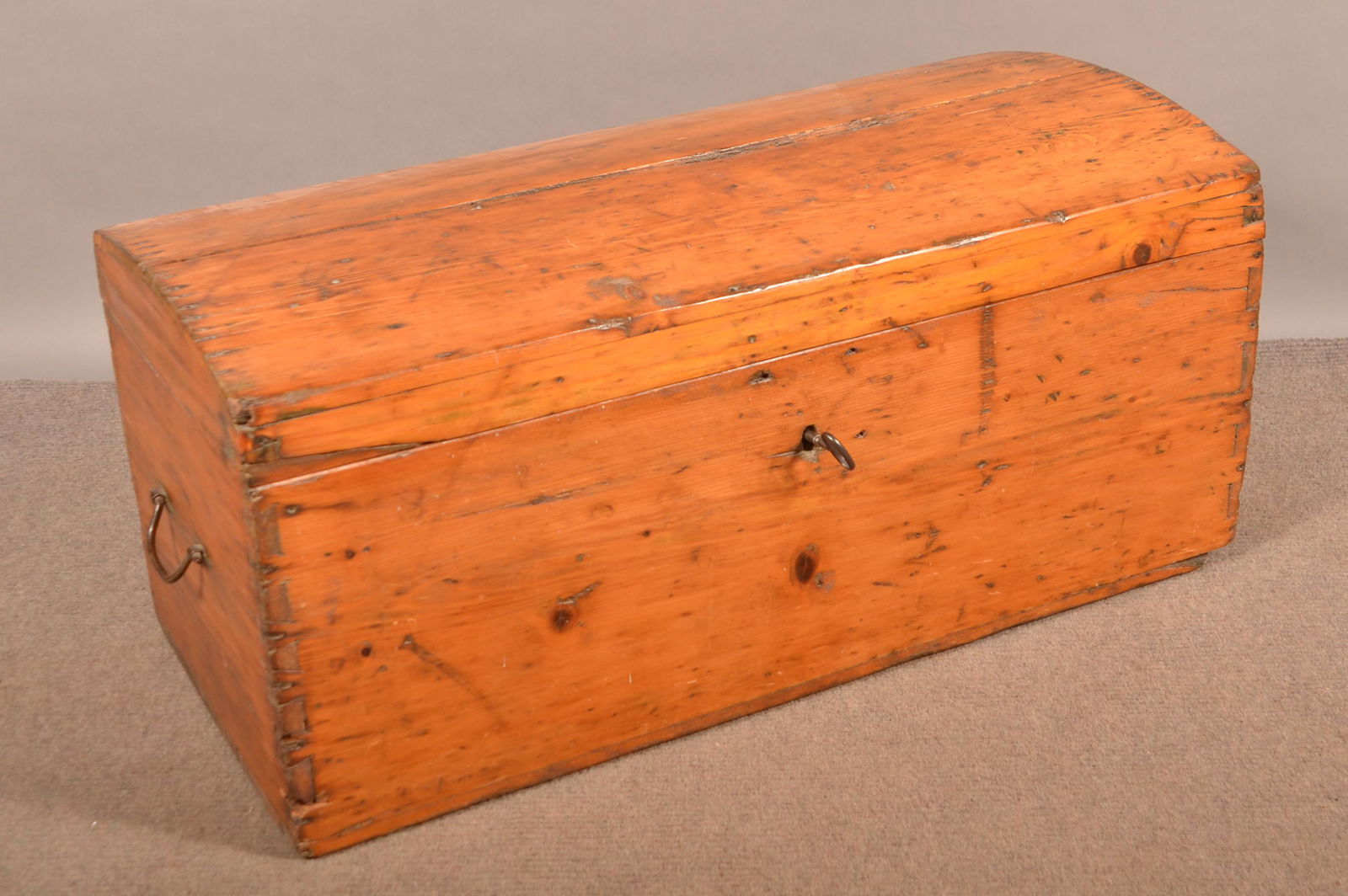 Antique Softwood Dovetailed Dome Lid Trunk. (1 of 3)