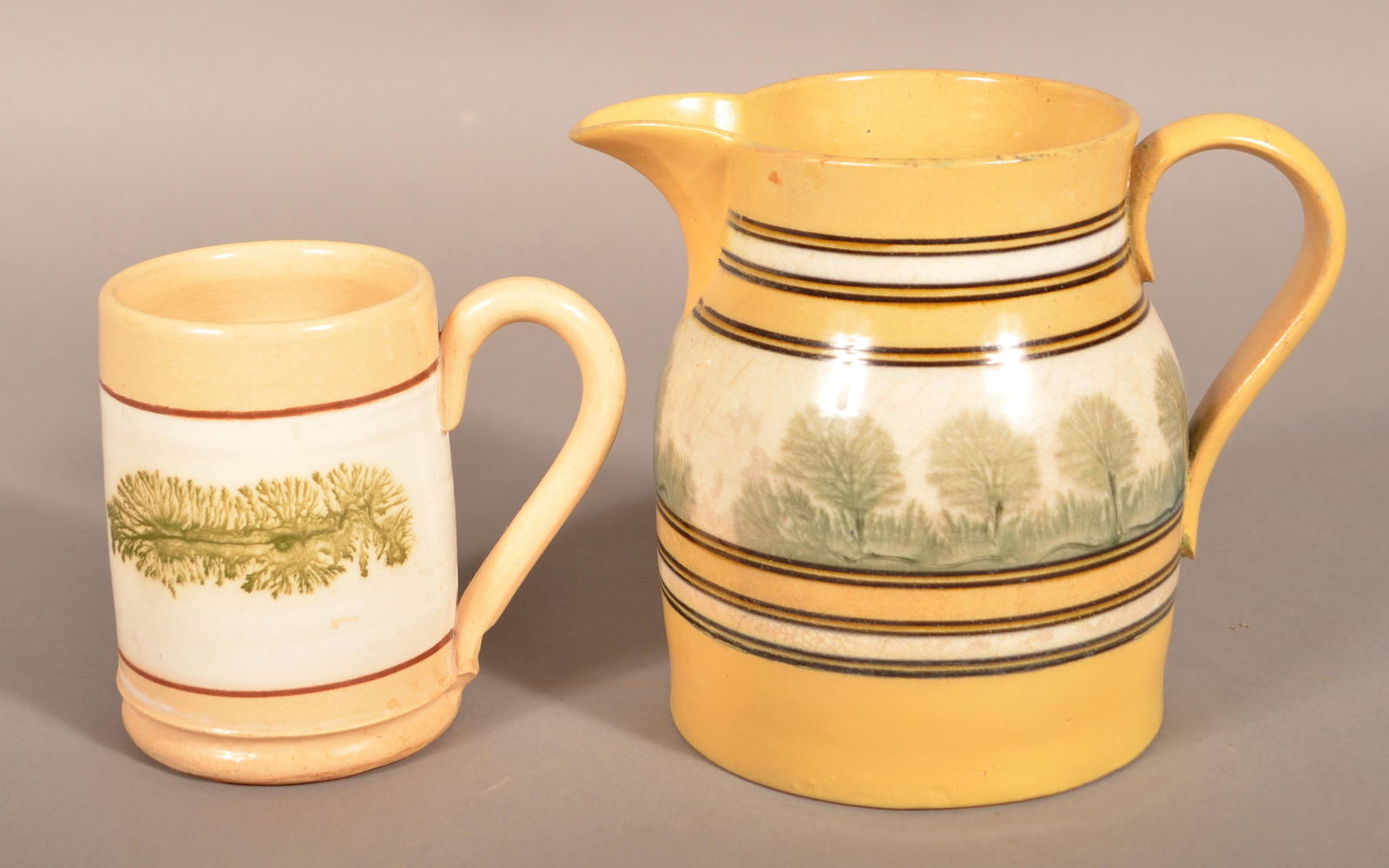 Green Mocha Seaweed Yellowware Pitcher and Mug. (1 of 5)