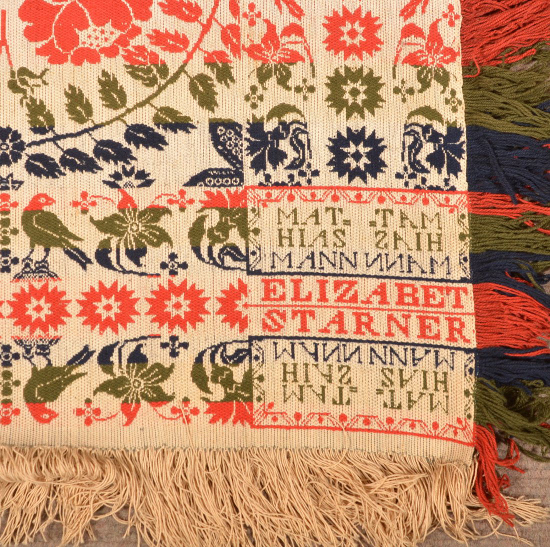 Pennsylvania 2-Part 4-Color Jacquard Coverlet. (1 of 5)