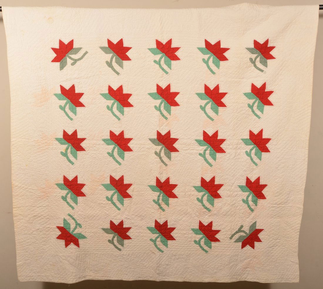 Antique Maple Leaf Pattern Applique Quilt. (1 of 3)