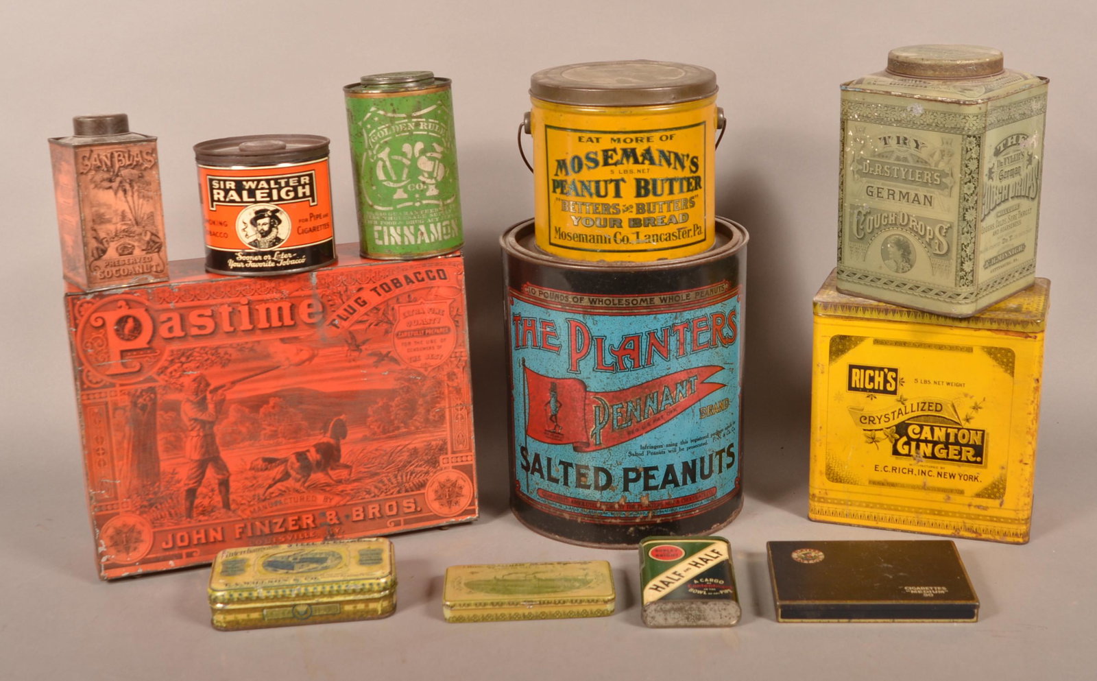Lot of Antique Tin Lithograph Advertising Tins. (1 of 4)