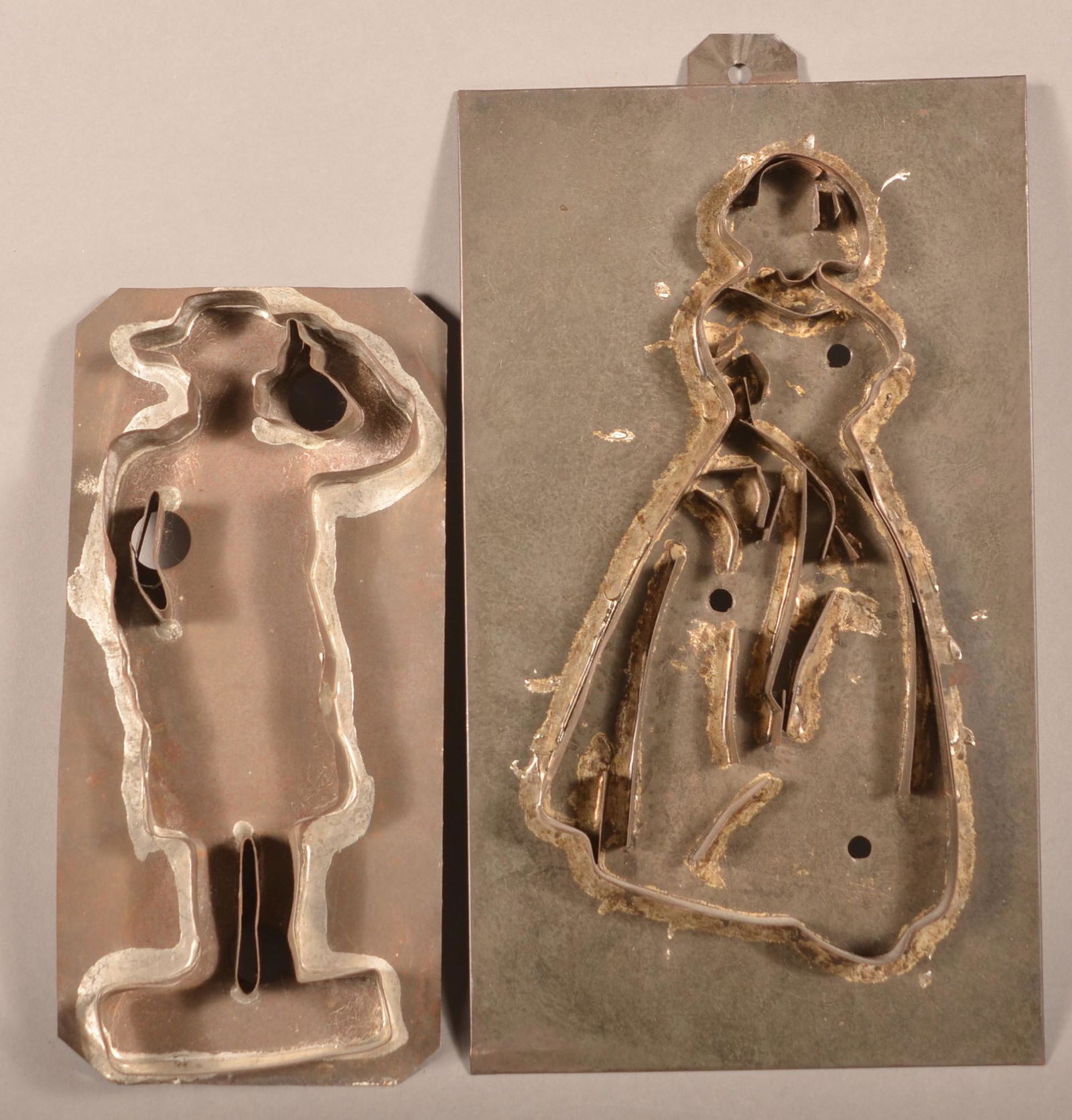 Two Antique/Vintage Large Tin Figural Cookie Cutters. (1 of 3)