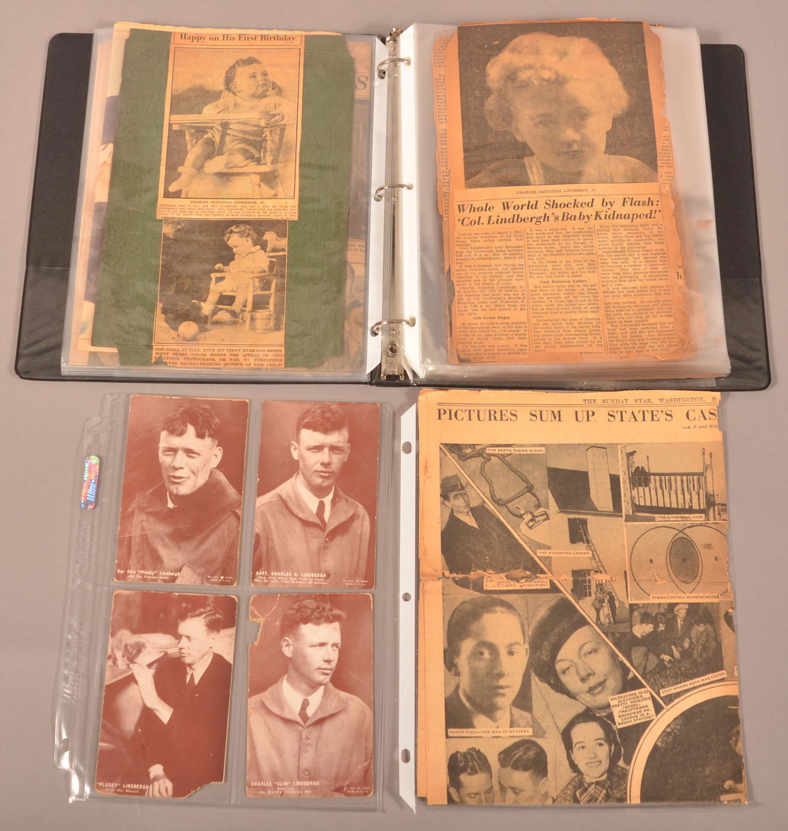 Binder Containing Charles Lindbergh Ephemera. (1 of 3)