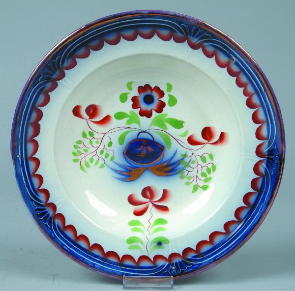 Gaudy Ironstone China Seeing Eye Pattern 10 3/4" S: Gaudy Ironstone China Seeing Eye Pattern 10 3/4" Soup Plate impressed E. Walley Niagara Shape and registry mark, Condition: Very good.
