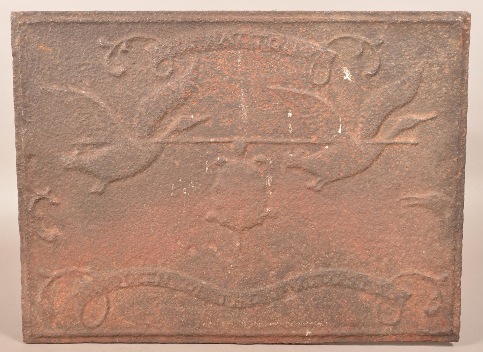 The Queen of Tortoises Cast Iron Stove Plate.: The Queen of Tortoises Cast Iron Stove Plate. Side plate of a six plate stove. See "Bible in Iron" by Dr. Henry C. Mercer plate #244. 19-1/2"h. x 26"w. Condition: Good with pitting and rust.