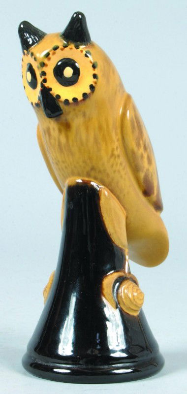 James C. Seagreaves Redware Pottery Owl On Pedestal: James C. Seagreaves Redware Pottery Owl On Pedestal Base, signed JCS on bottom, polychrome painted, Condition: Very Good.