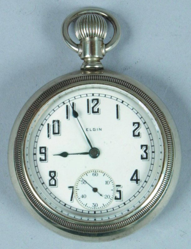 Elgin Open Face Pocket Watch, movement marked Elgi: Elgin Open Face Pocket Watch, movement marked Elgin Nat'l Watch Co. U.S.A. ,# 25918147, Philadelphia Watch Co. Silverode case, running, Condition: Very good.
