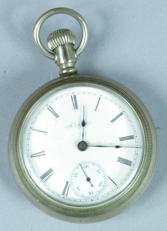 Elgin Open Face Pocket Watch, movement marked Elgi: Elgin Open Face Pocket Watch, movement marked Elgin Nat'l Watch Co. U.S.A., #7505121, case marked Fahy's oresilver no 1, running, Condition: Good.