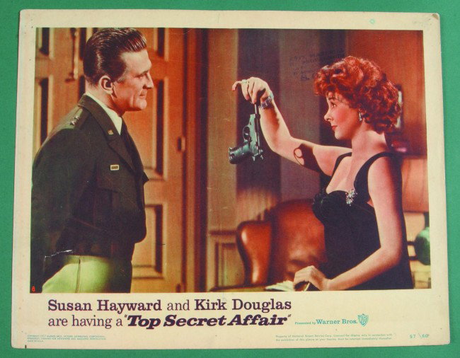 Top Secret Affair, (Warner Bros., 1957) Lobby Card: Top Secret Affair, (Warner Bros., 1957) Lobby Card 11" x 14" starring Susan Hayward and Kirk Douglas, (fine to very fine).