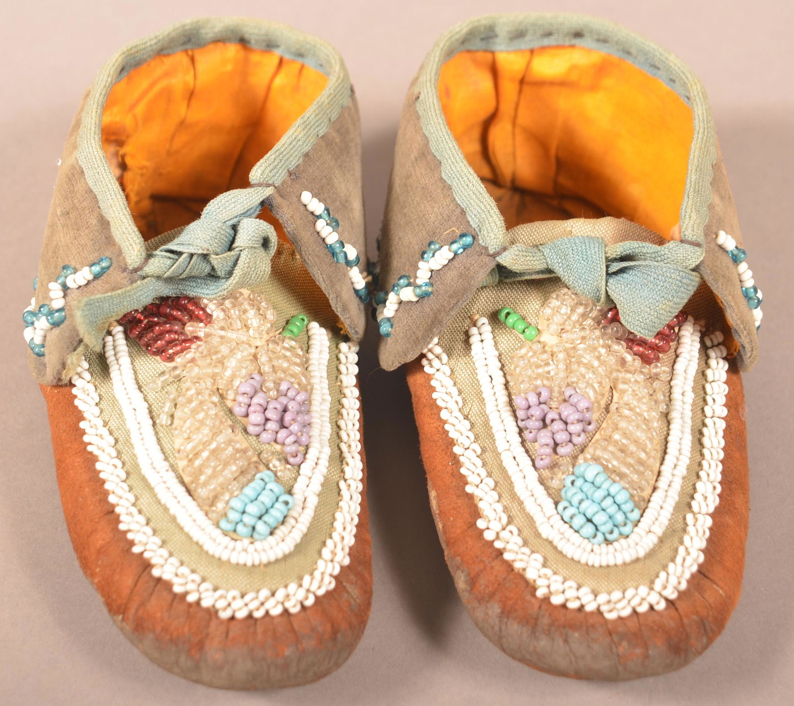 Pair of Antique Iroquois Beaded Moccasins. (1 of 4)