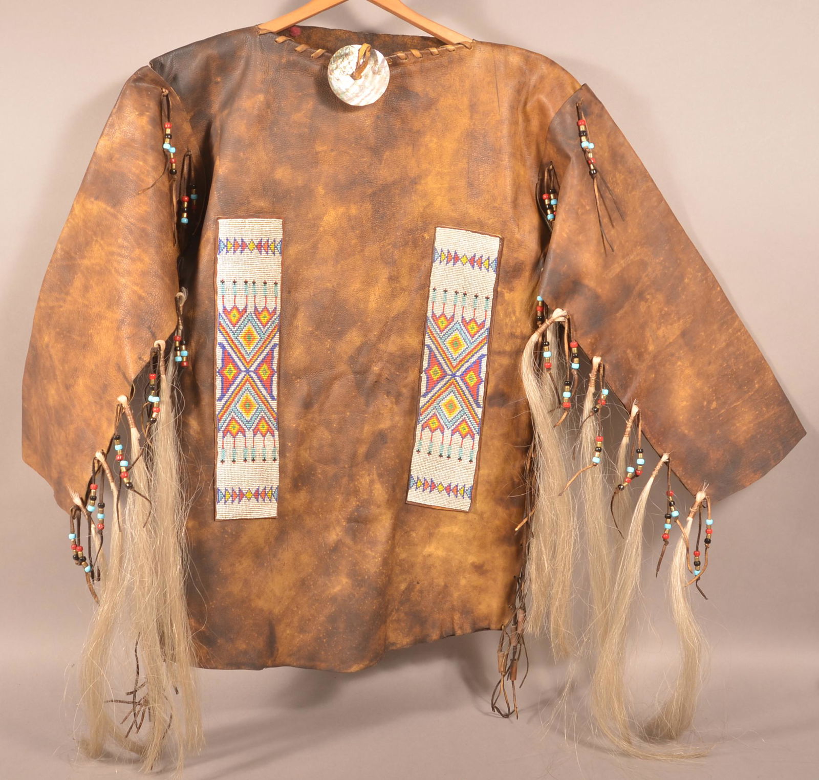 Plains Indian-Style Handcrafted Leather Shirt. (1 of 3)