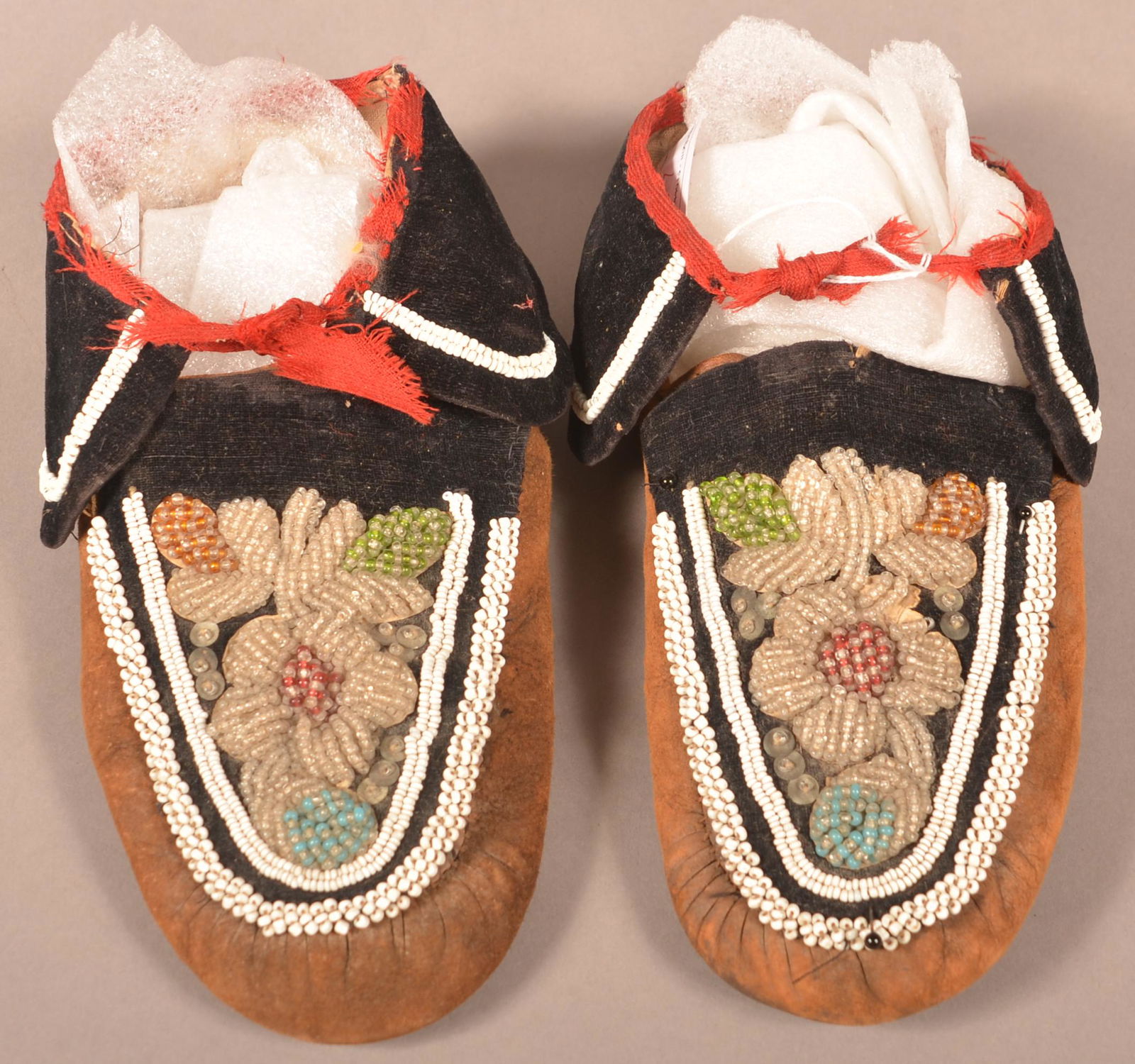 Pair of Antique Iroquois Beaded Moccasins. (1 of 4)