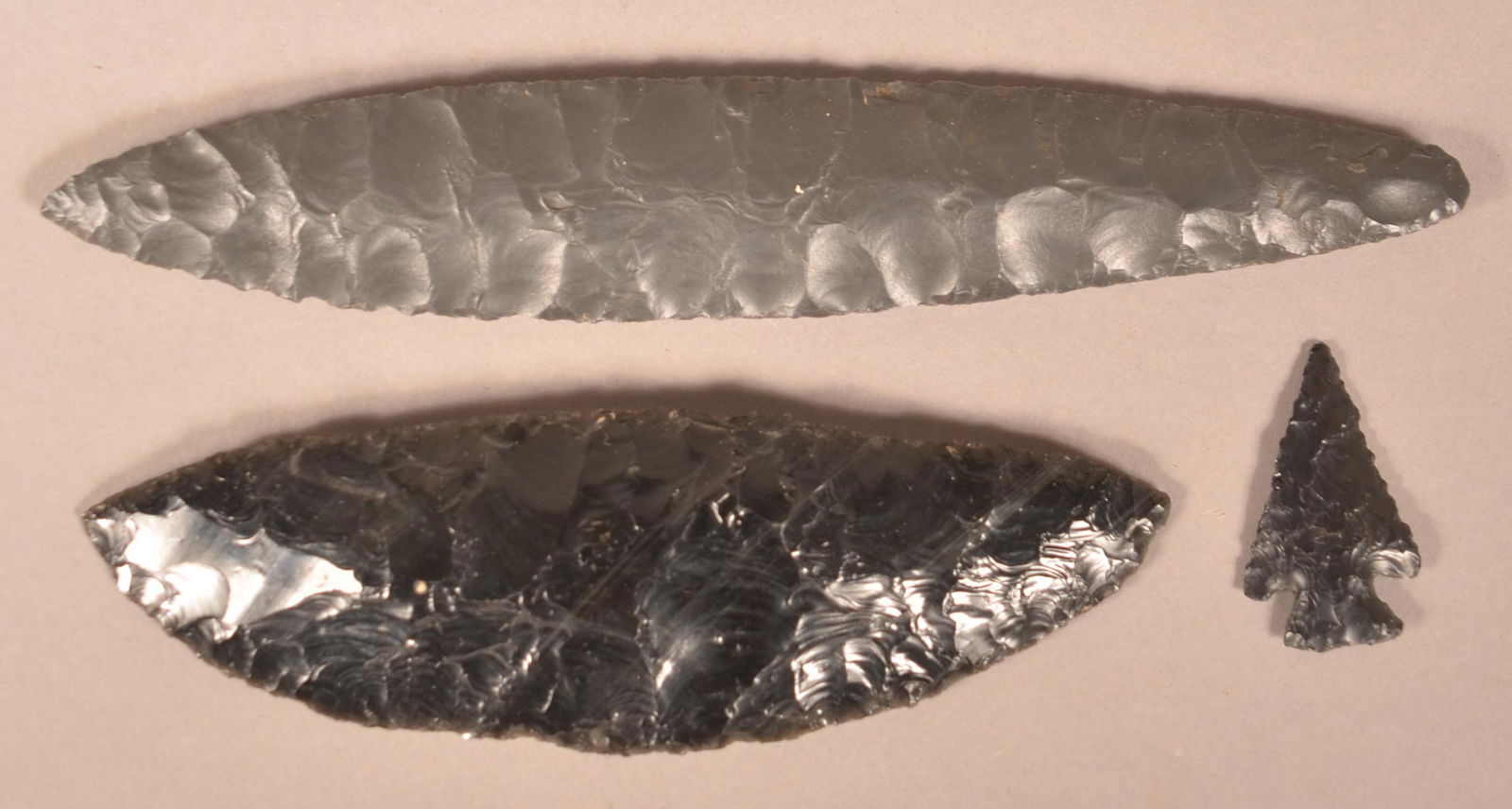 Three Obsidian Artifacts. (1 of 2)