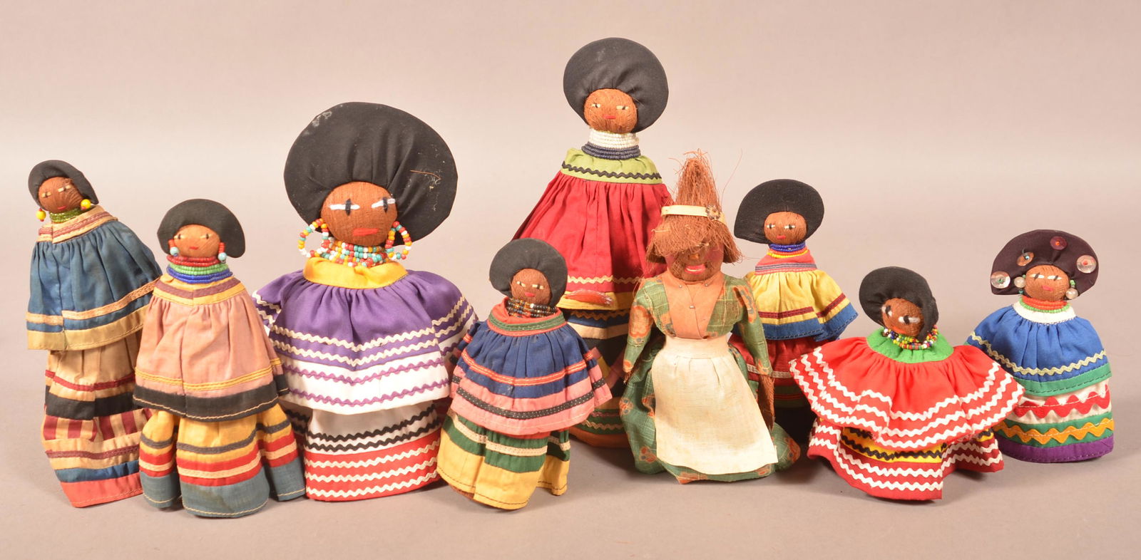 Nine Vintage Seminole Indian Dolls. (1 of 2)