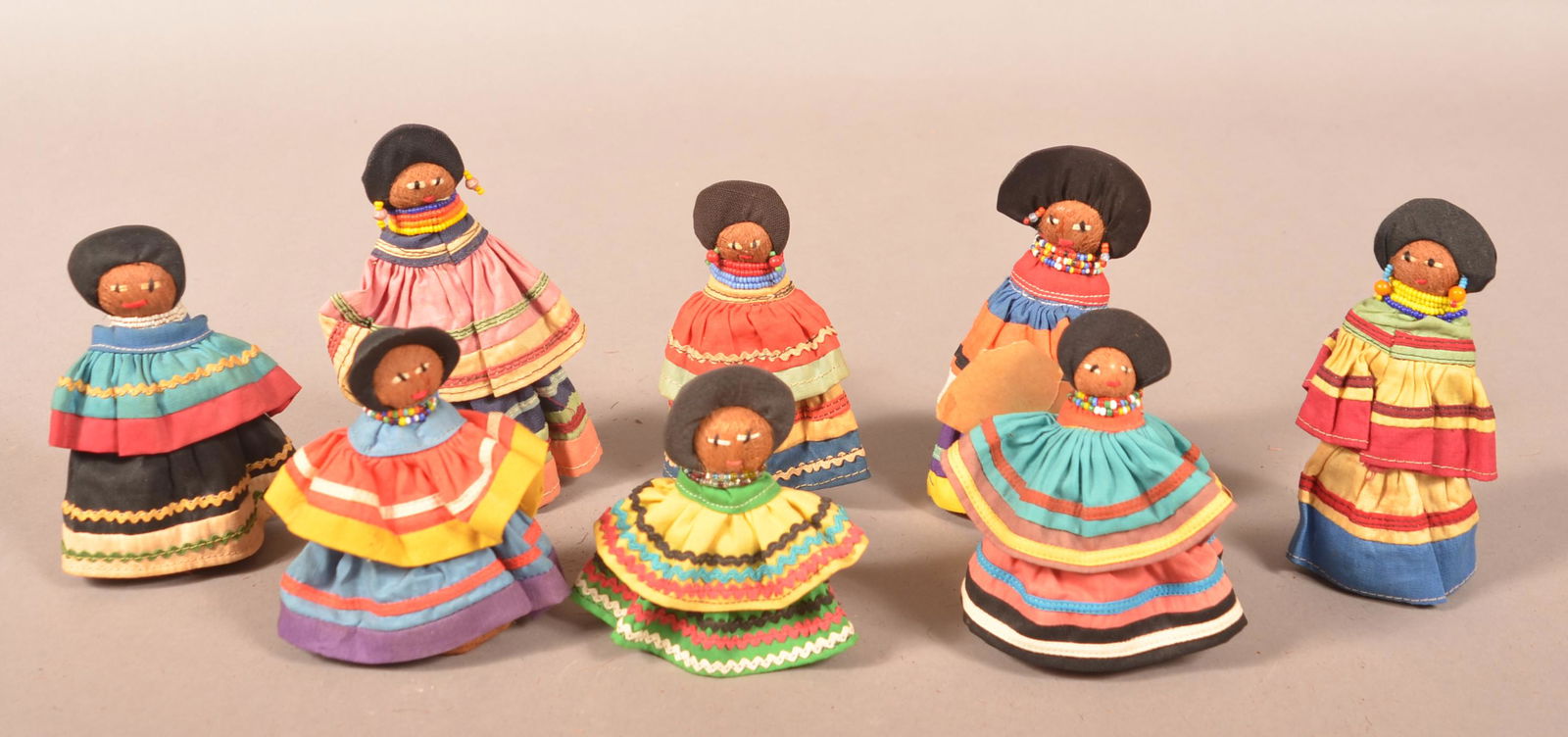 Eight Vintage Small Seminole Indian Dolls. (1 of 2)