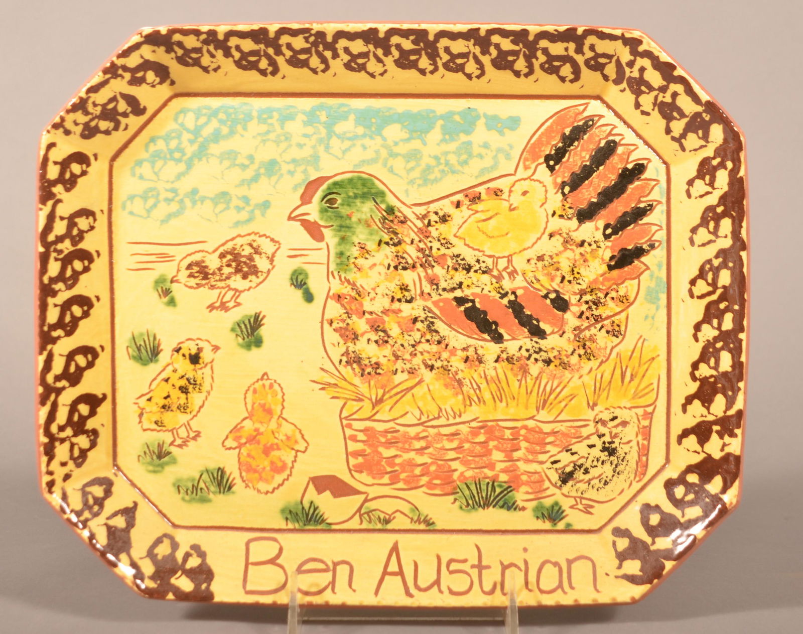 Breininger Pottery Sgrafitto "Ben Austrian" Platter. (1 of 2)