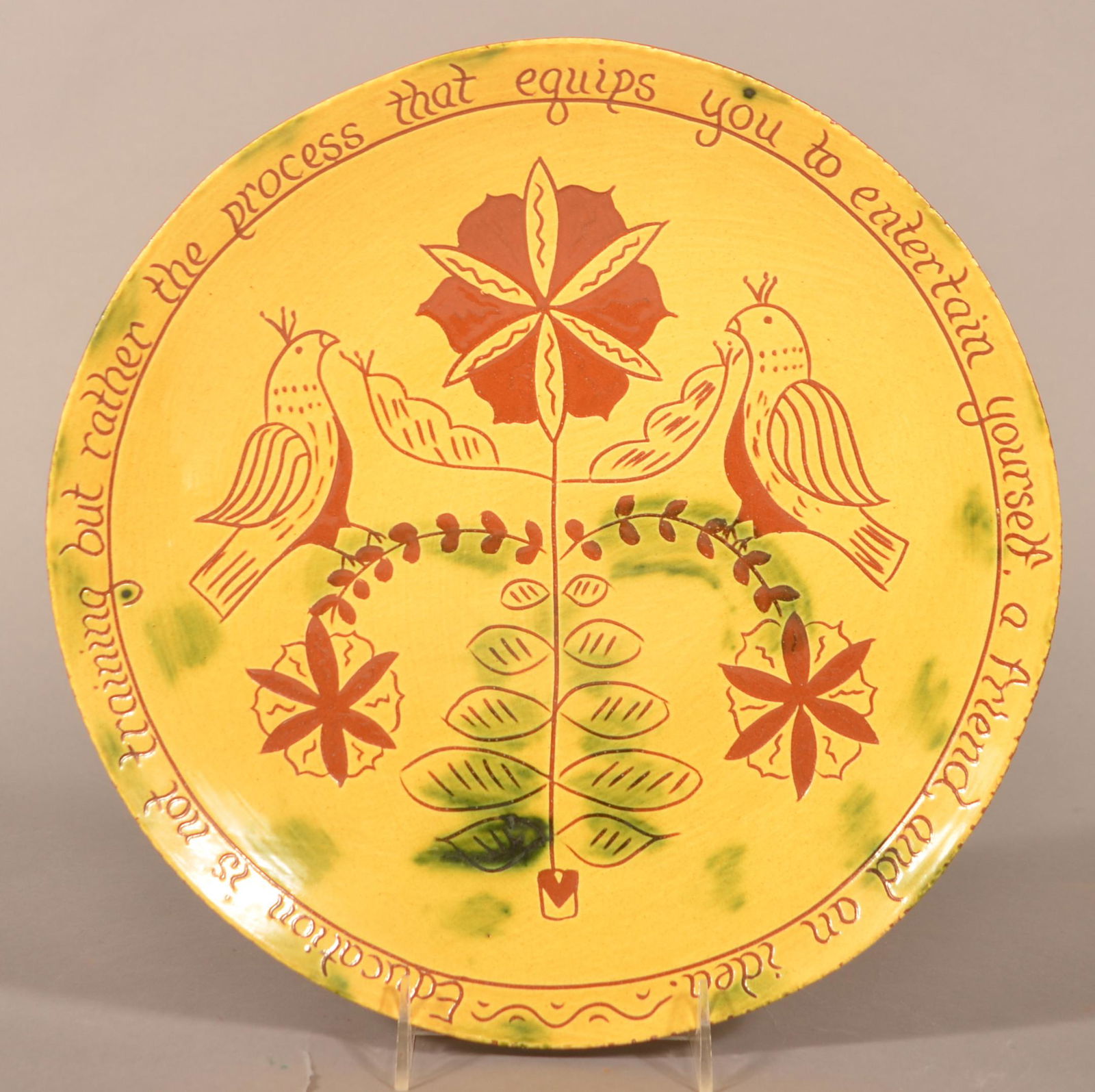 Breininger Pottery 1989 Sgrafitto Verse Charger. (1 of 2)