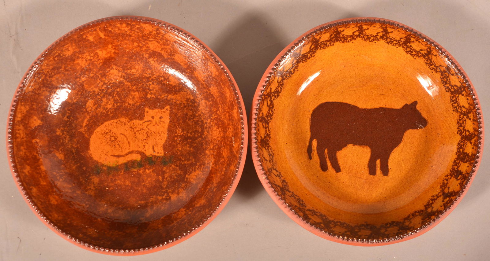 Two Foltz Redware Pottery Plates. (1 of 2)
