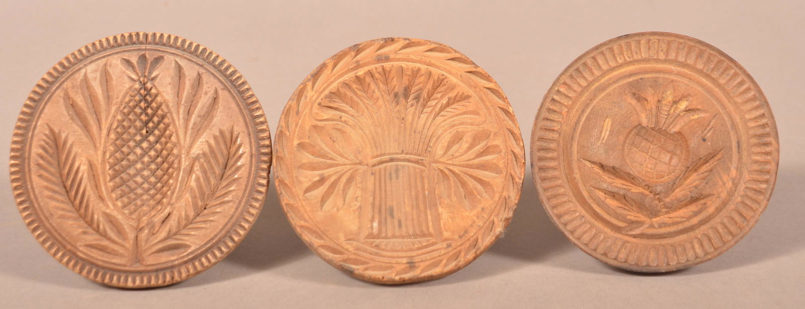 Three Antique Turned and Carved Butter Prints. (1 of 2)