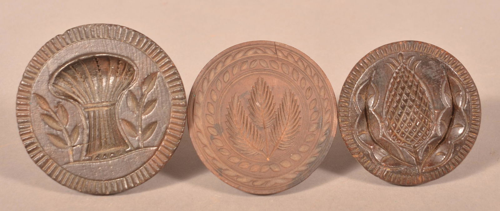 Three Antique Turned and Carved Butter Prints. (1 of 2)