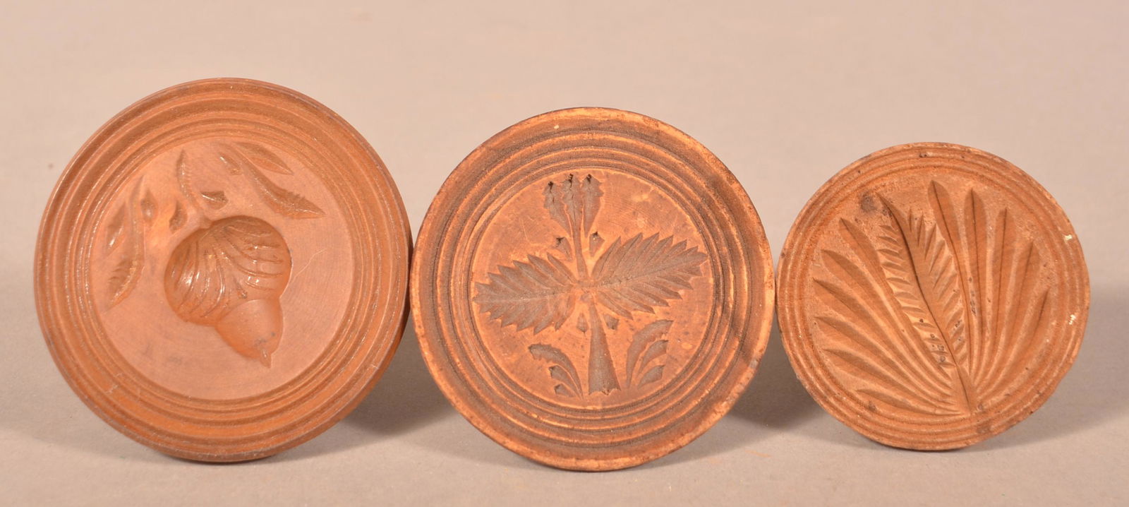 Three Antique Carved Wood Butter Prints. (1 of 2)