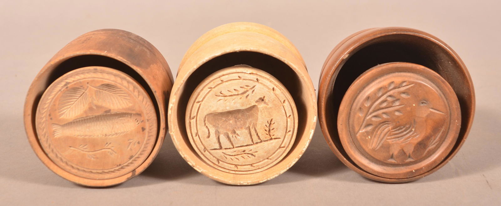 Three Antique Carved Wood Butter Prints. (1 of 3)