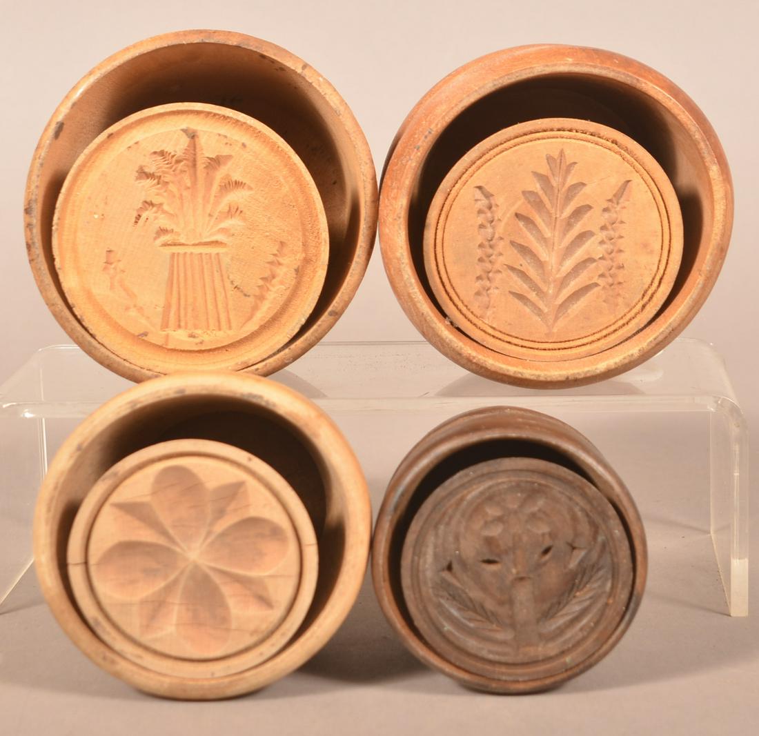 Four Antique Carved Wood Butter Prints. (1 of 3)