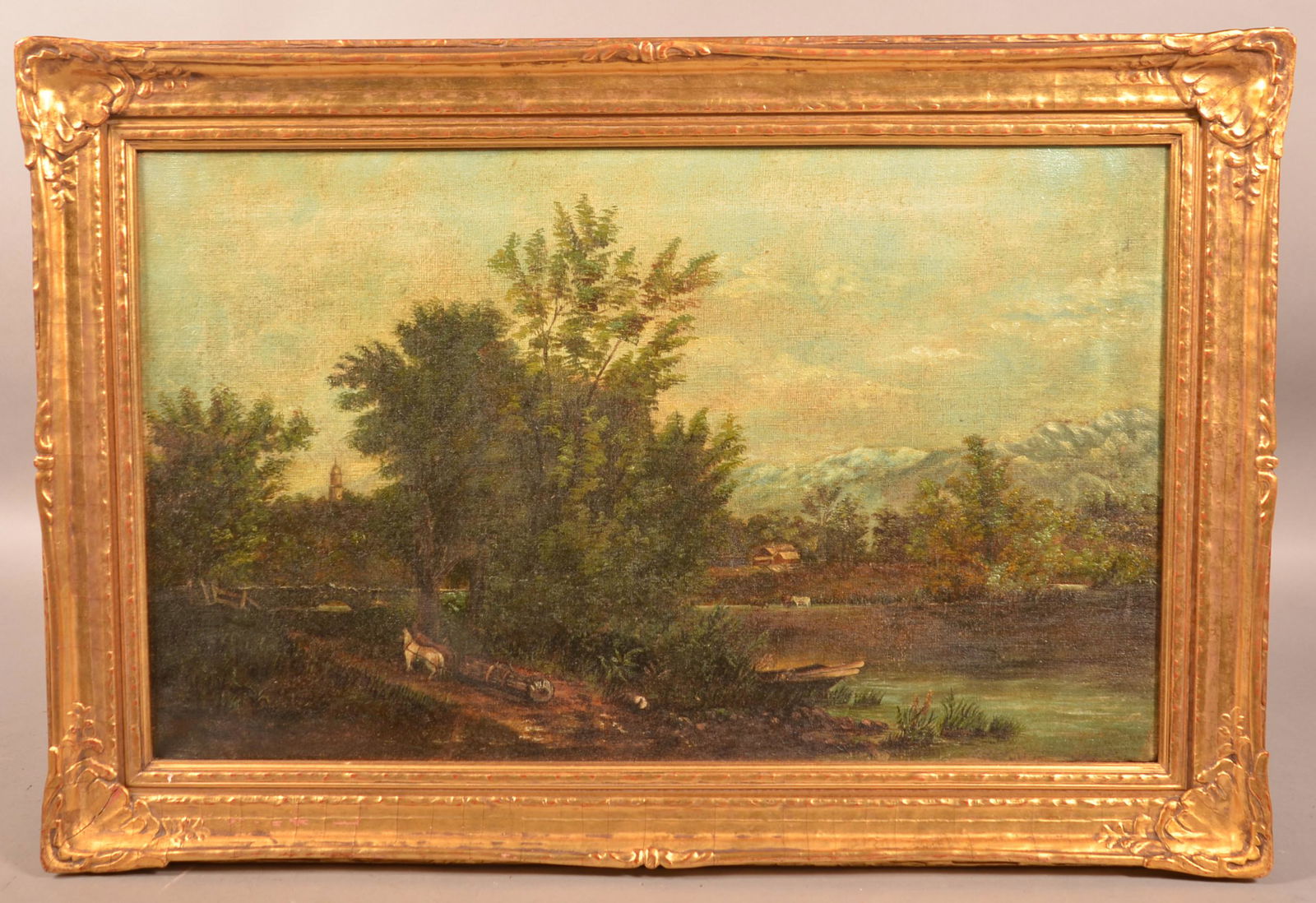 19th Century Oil on Canvas Landscape Painting. (1 of 4)