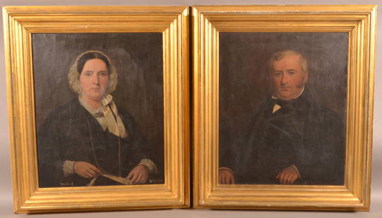 Pair of Jacob Eichholtz Oil on Canvas Portraits.: Pair of Jacob Eichholtz Oil on Canvas Portraits. Attributed to Jacob Eichholtz, Lancaster, PA 1776-1842), unsigned and unidentified portraits of a gentleman and lady. Circa 1830-1840. Image 29-1/2" x