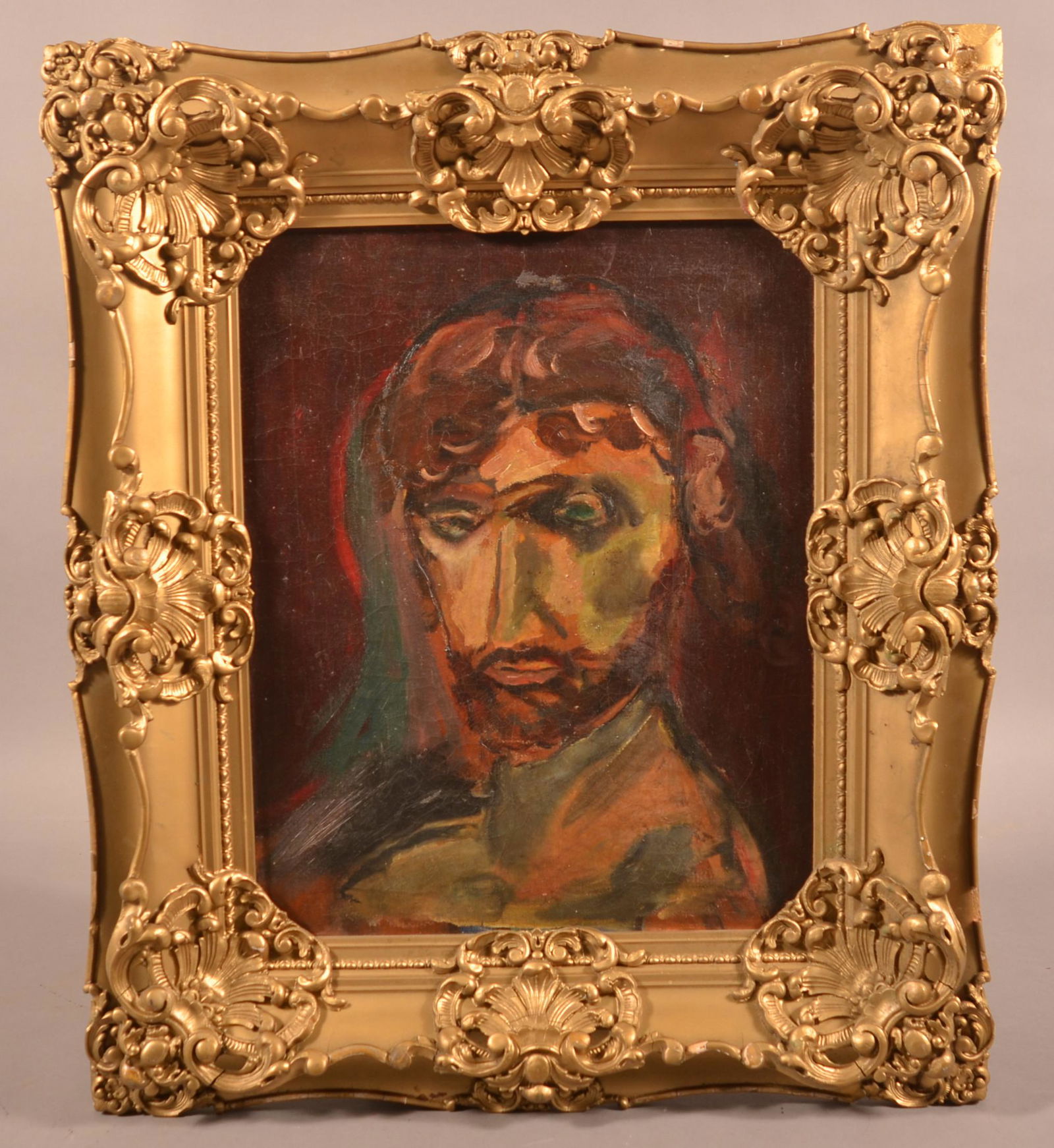 Vintage Oil on Canvas Painting of an Amish Man. (1 of 3)