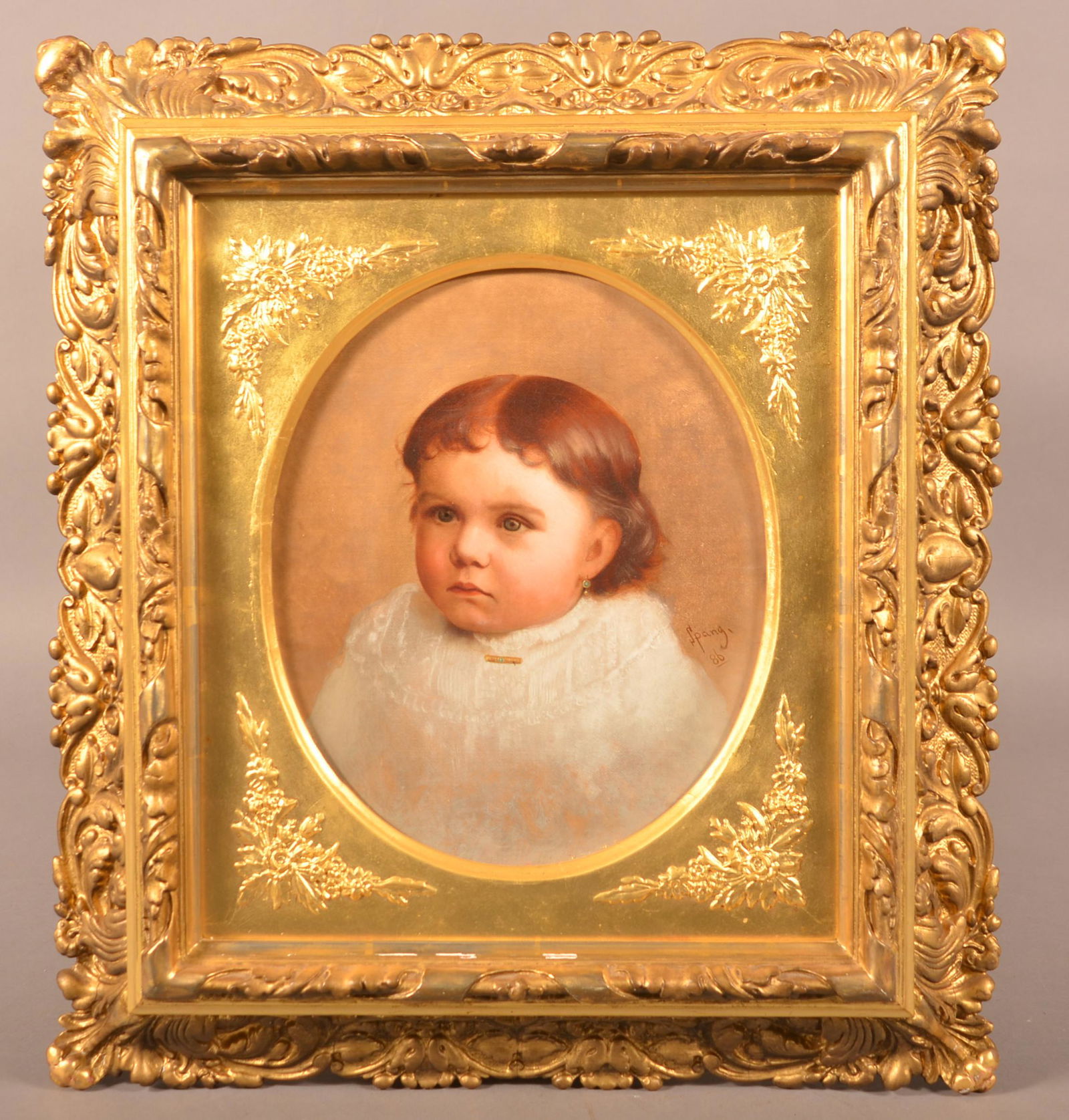 F. Spang Child Portrait Oil Painting. (1 of 5)