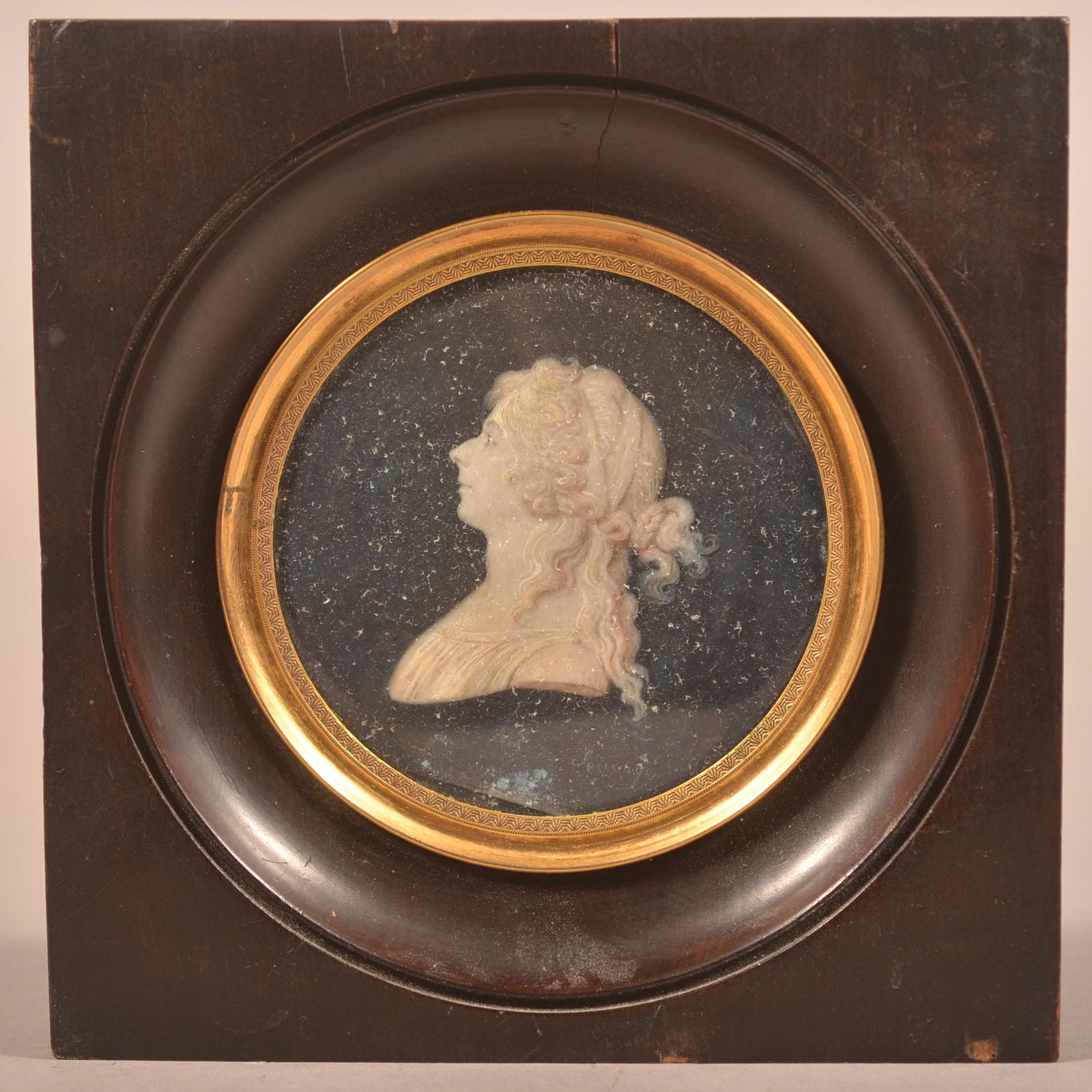 Signed Miniature Portrait Painting of a Woman. (1 of 5)