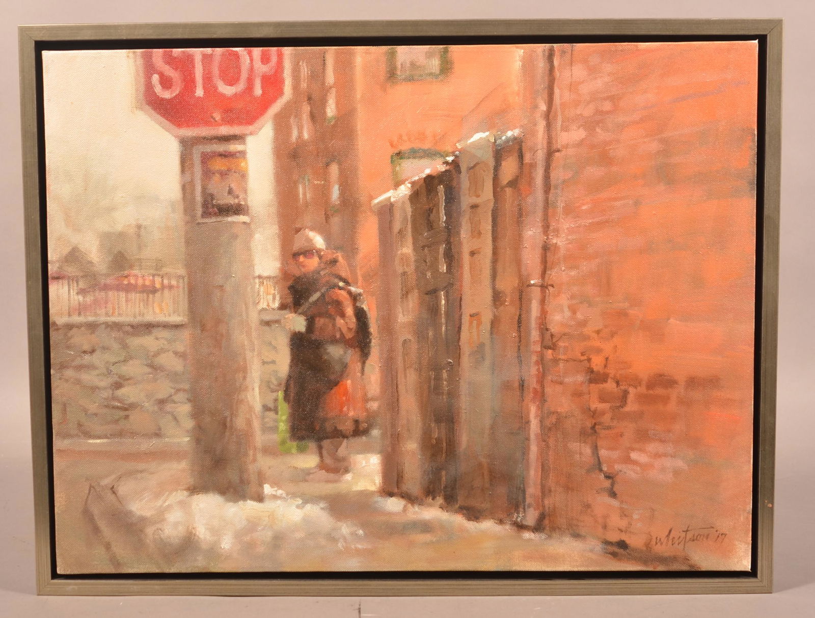 Whitson 2017 Oil on Canvas City in Winter Painting. (1 of 3)