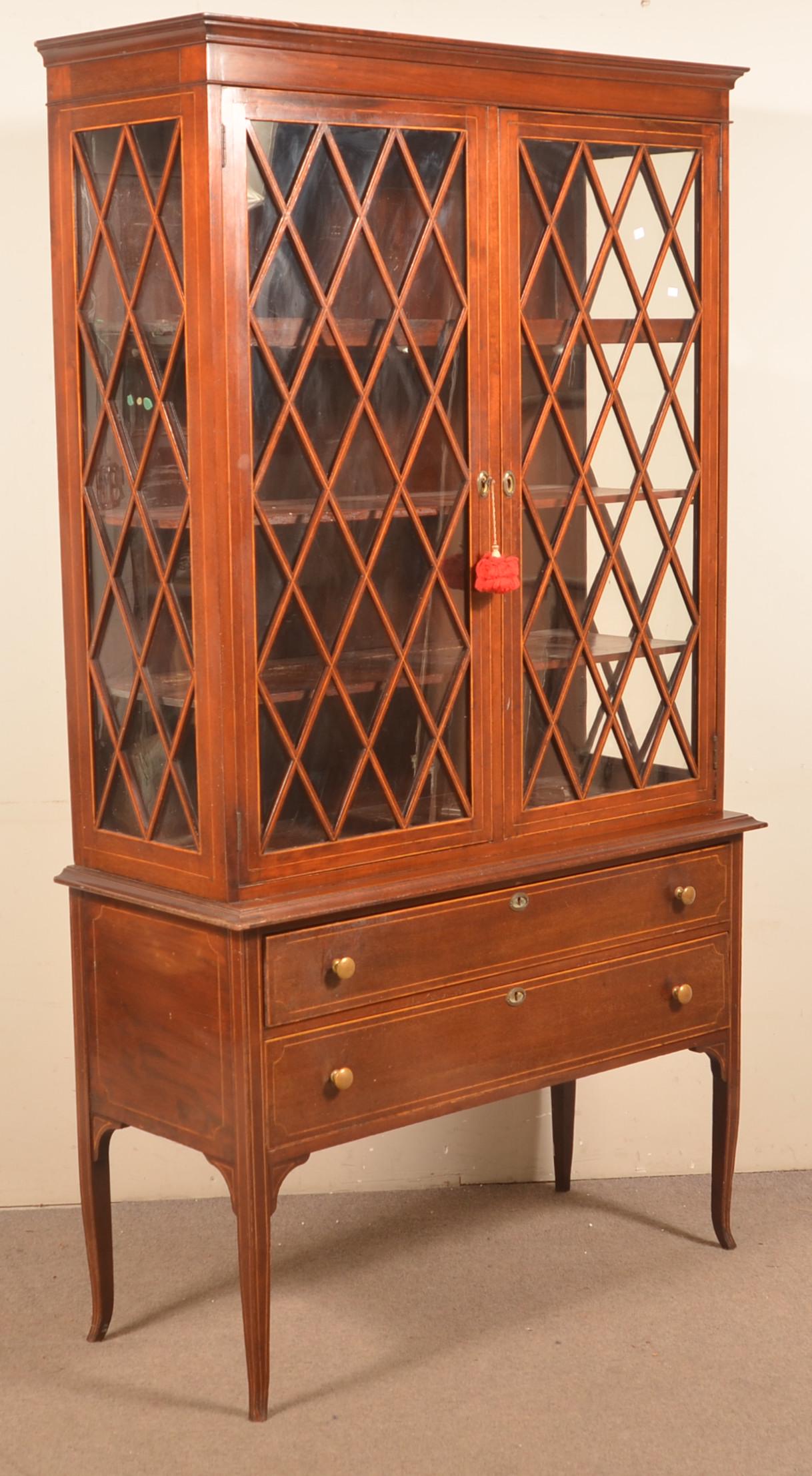 Hepplewhite Style Mahogany China Cabinet on Stand. (1 of 4)