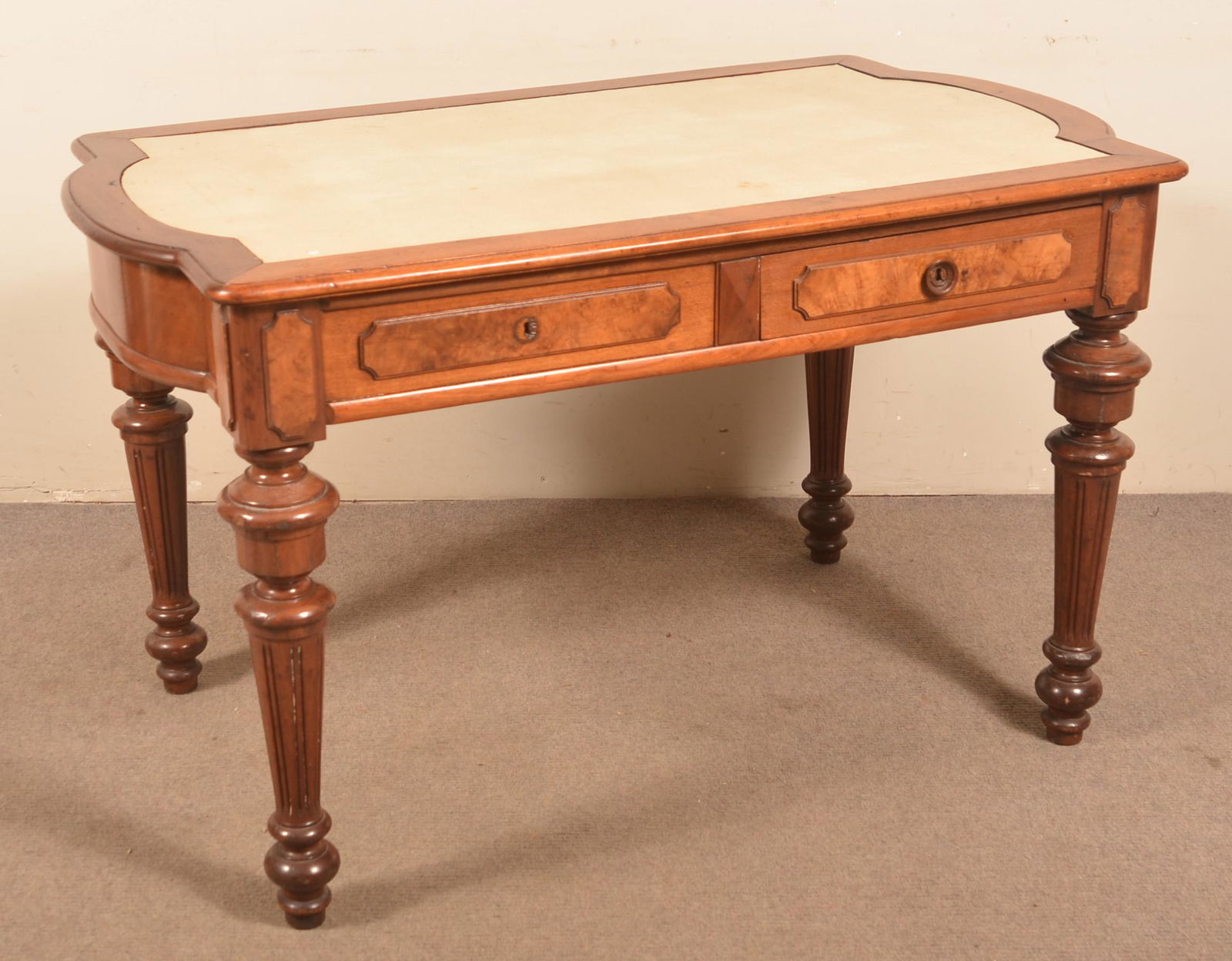 American Victorian Walnut Library Table. (1 of 2)