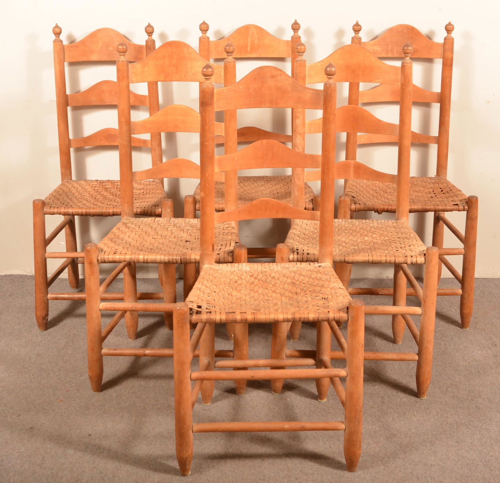Set of Six Delaware Valley Ladder-Back Side Chairs. (1 of 4)