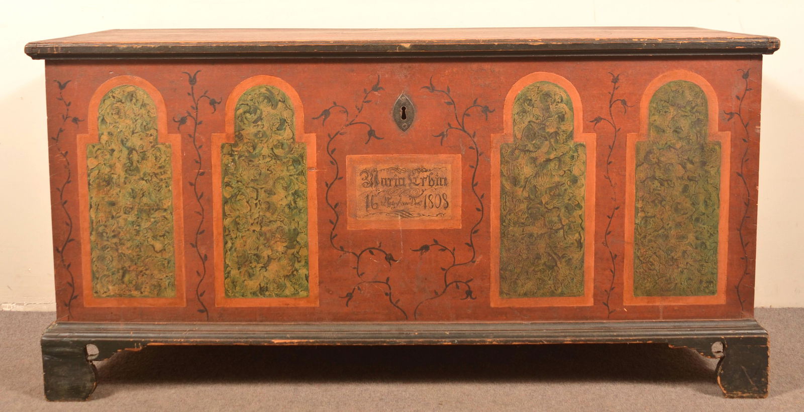 1808 Pennsylvania Paint-Decorated Dower Chest. (1 of 5)