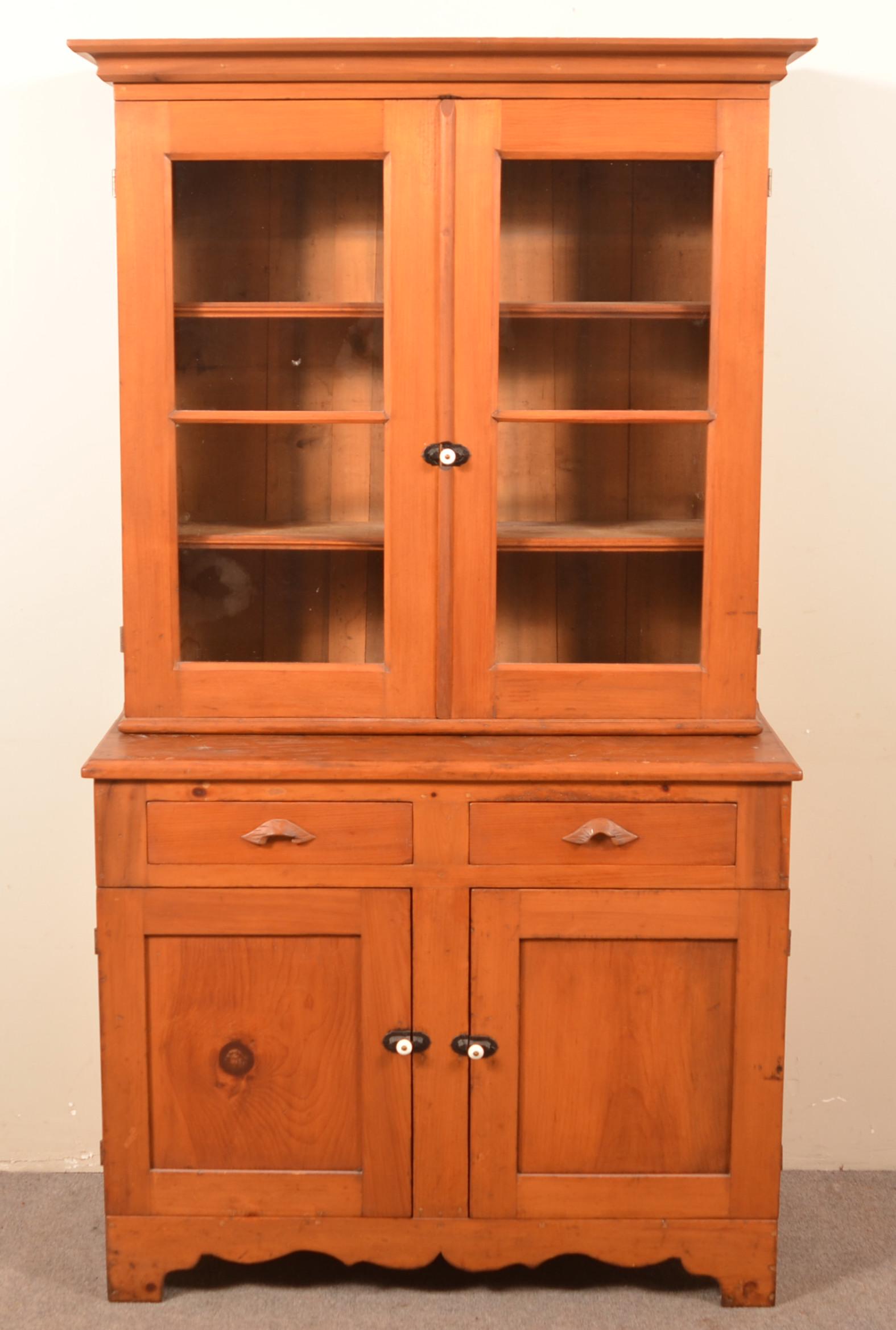 American 19th Century Pine Step-Back Cupboard. (1 of 5)