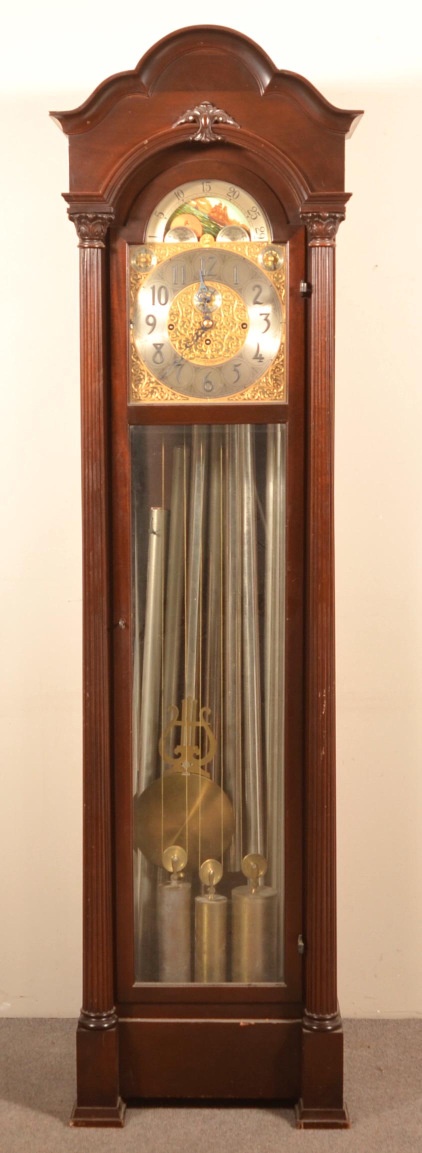 Horsehead Hall Clock Co. Mahogany Tall Case Clock. (1 of 8)