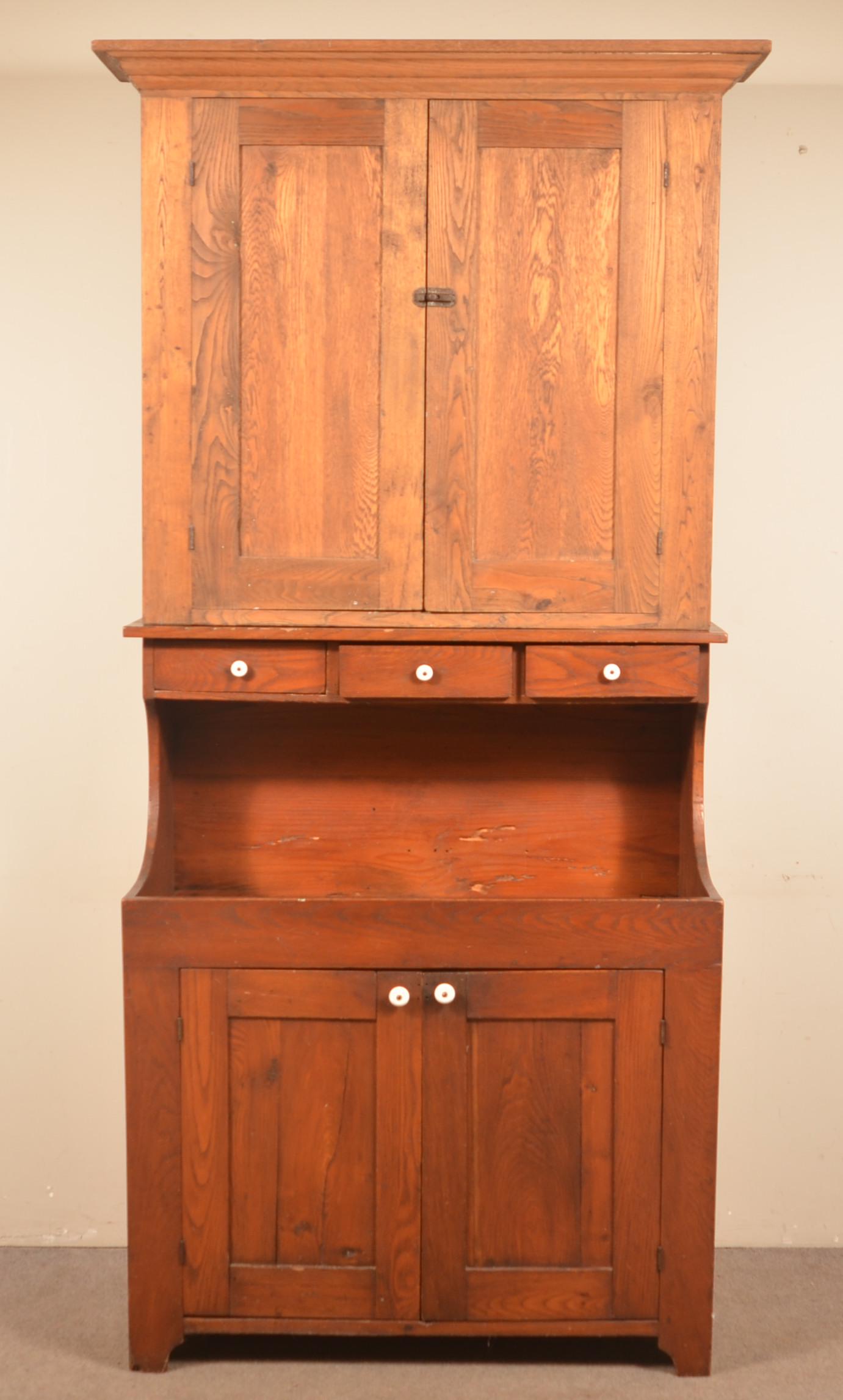 Antique Oak Two-Part Cupboard-Top Drysink. (1 of 4)