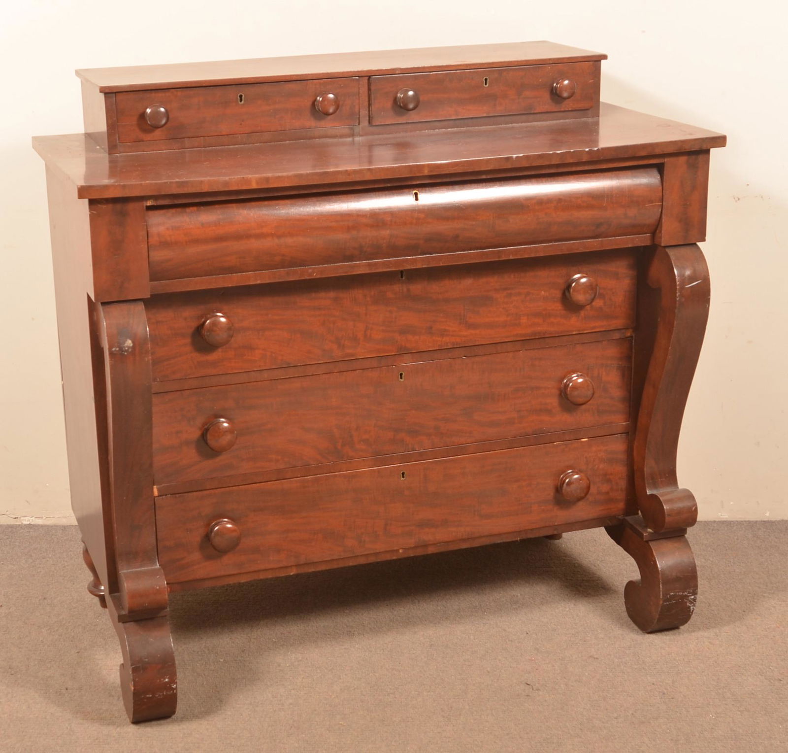 American Empire Mahogany Step-Back Chest of Drawers. (1 of 2)