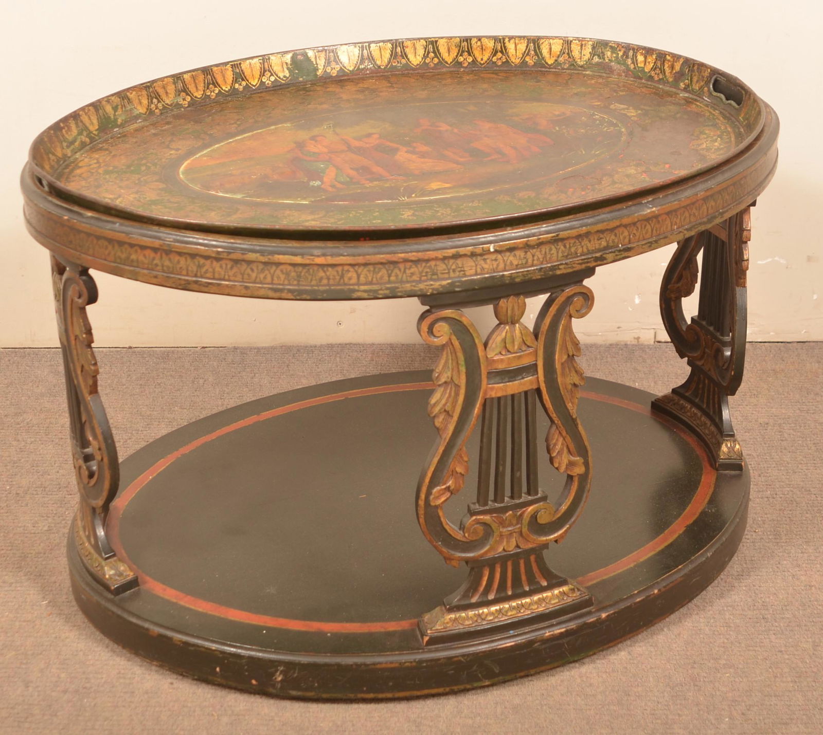 19th Century Lacquered Oval-Top Butler's Table. (1 of 4)