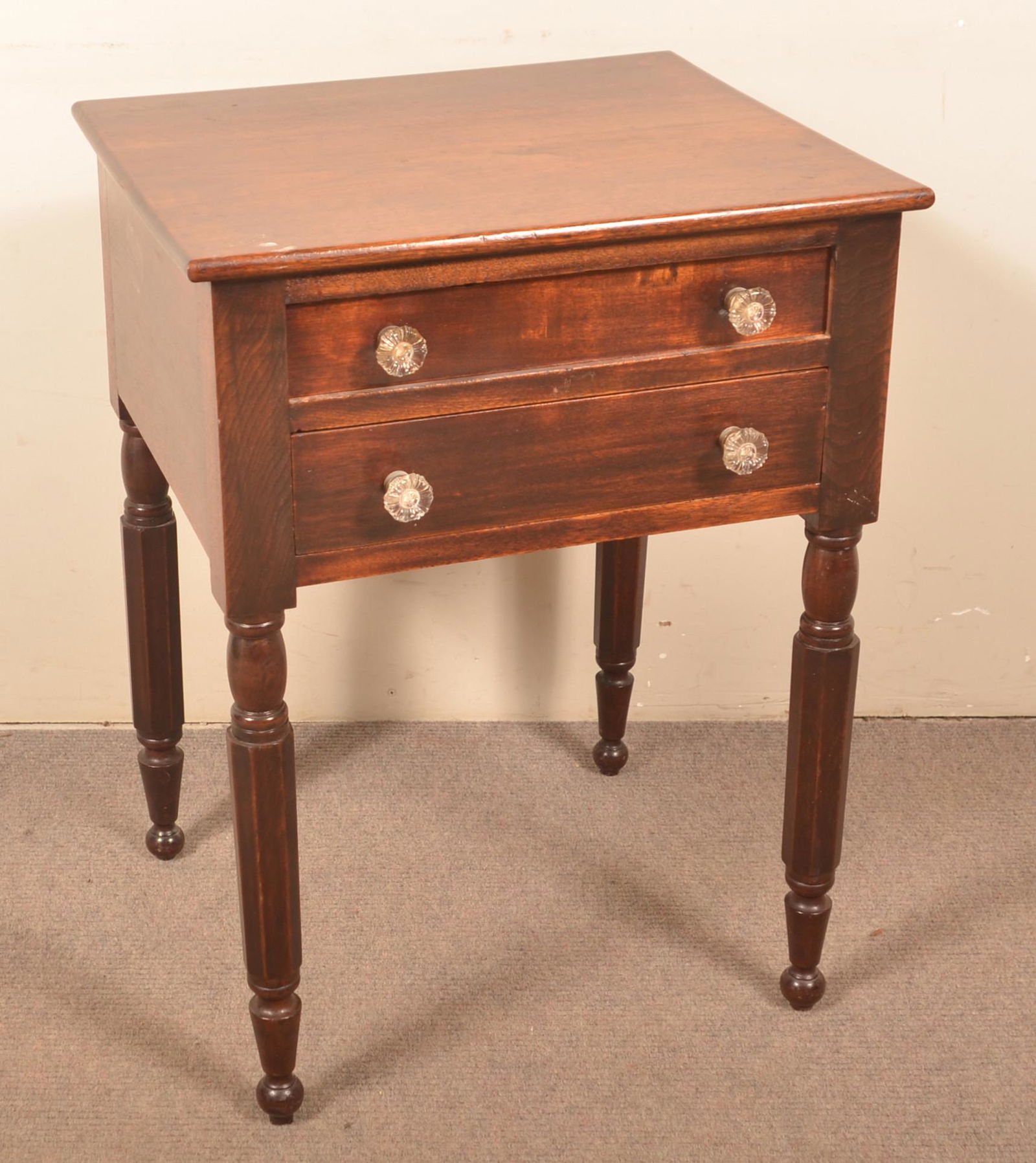 Pennsylvania Sheraton Walnut Two-Drawer Stand. (1 of 3)