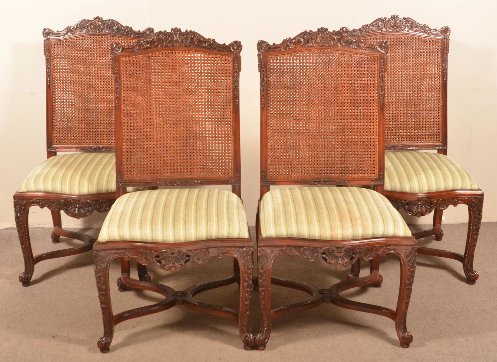 Four Henredon Carved Mahogany Period-Style Sidechairs. (1 of 6)