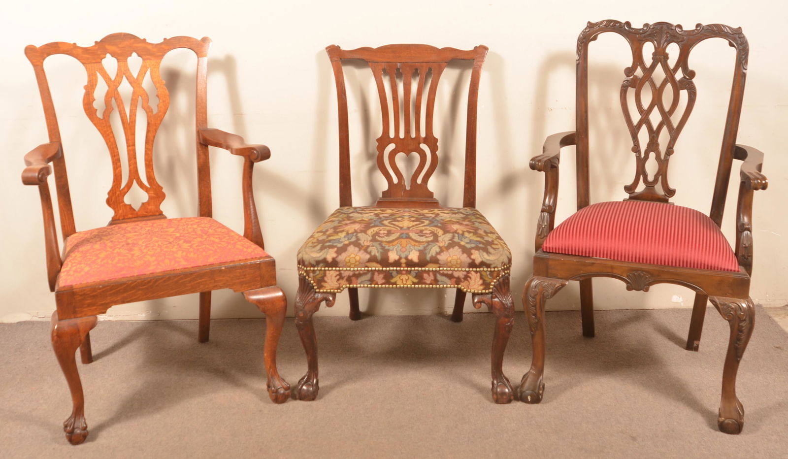 Three Chippendale Style Dining Chairs. (1 of 5)