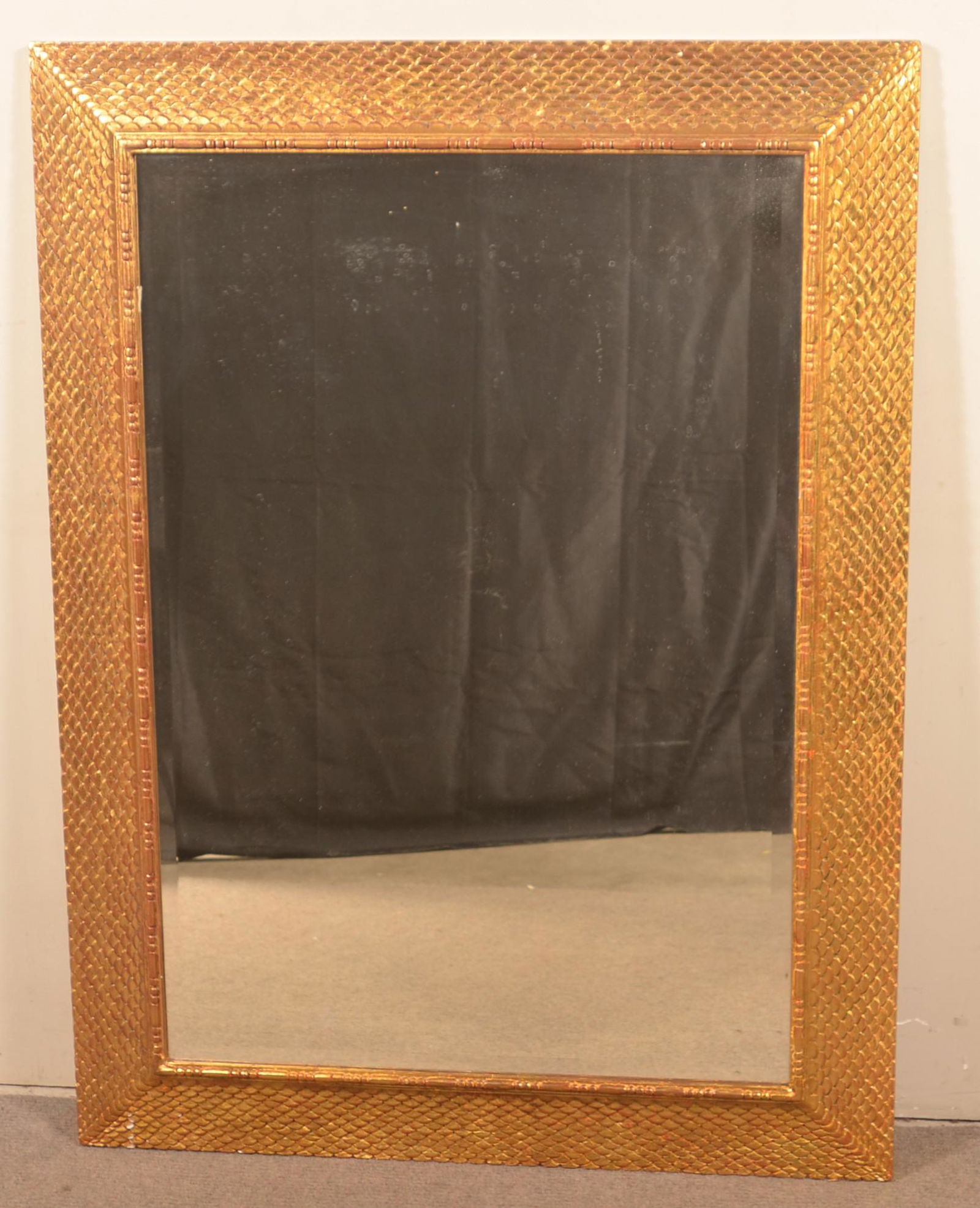 Period Style Gilt Fish Scale Frame Mirror. (1 of 3)