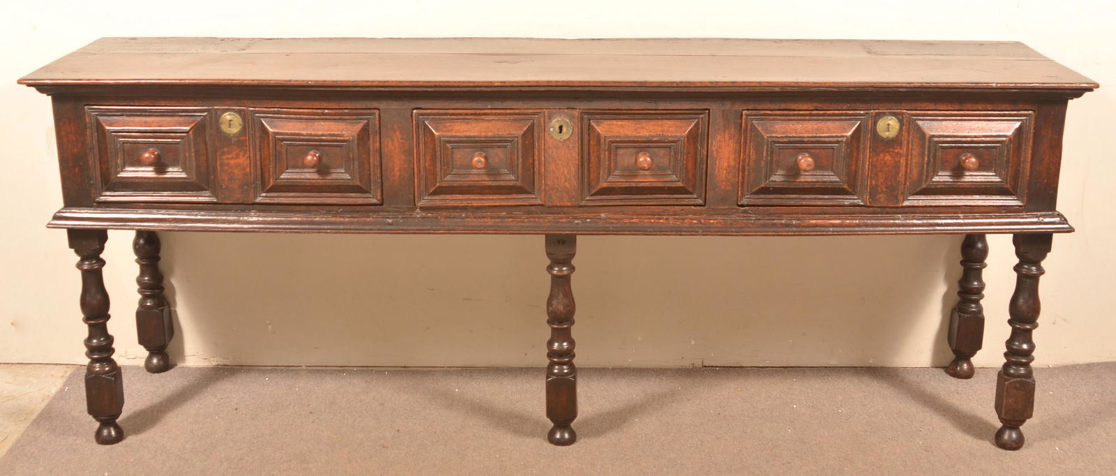 European Jacobean Style Oak Side Table. (1 of 6)