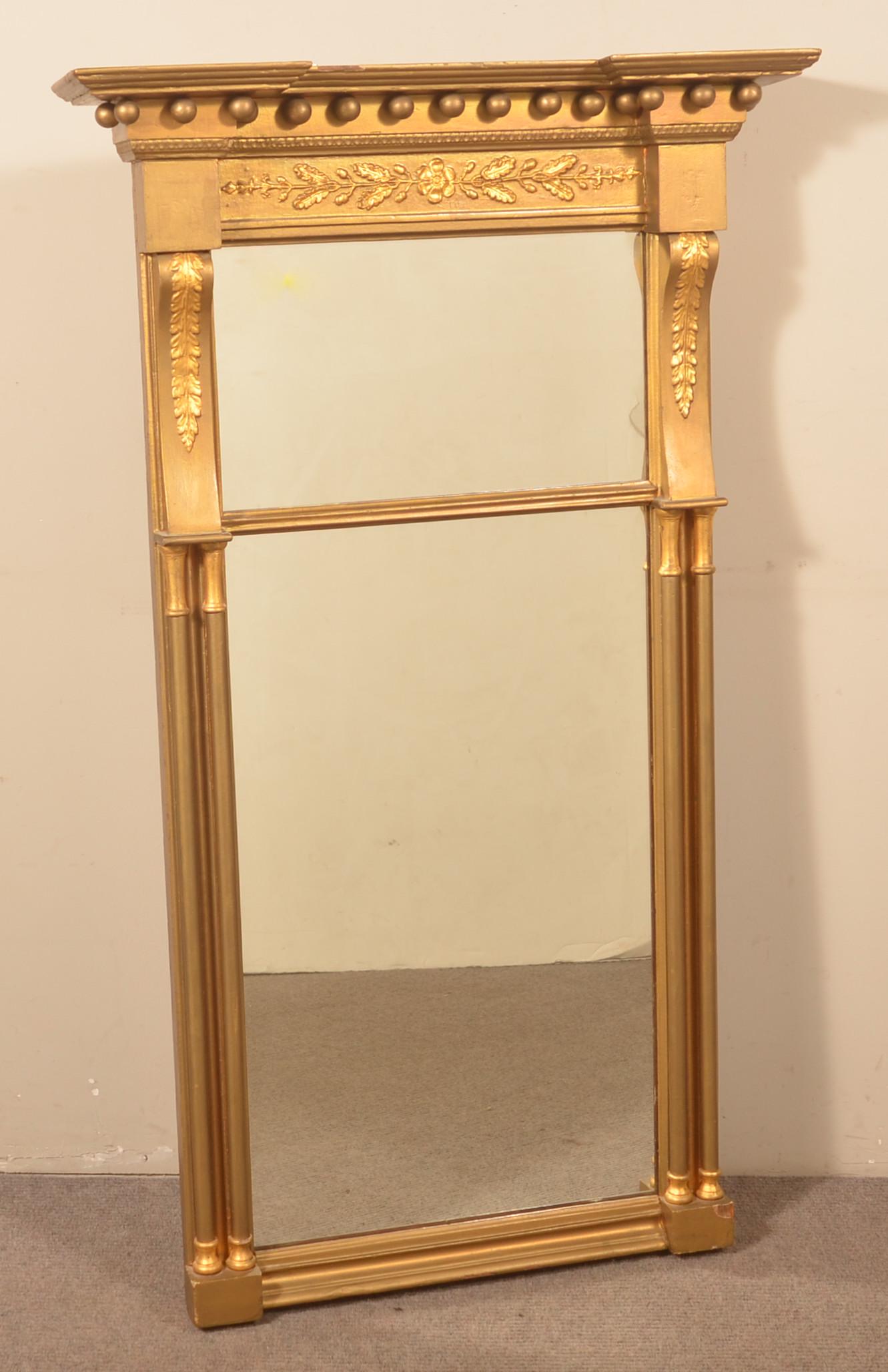 American 19th Century Gilt-Frame Adams Mirror. (1 of 2)