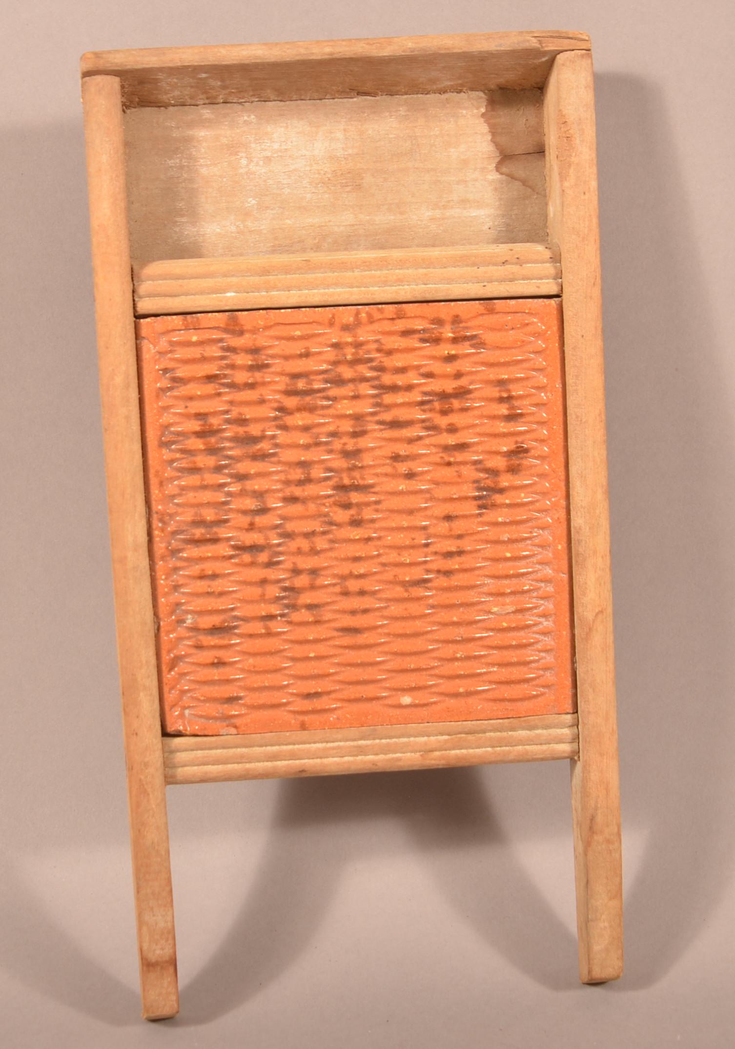 Antique American Redware Pottery Child's Washboard. (1 of 2)